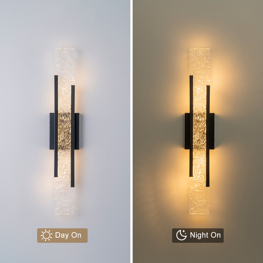 Black Metal Rectangular Water Pattern LED Dimmable Wall Sconce - product image 8 | Zenvolit