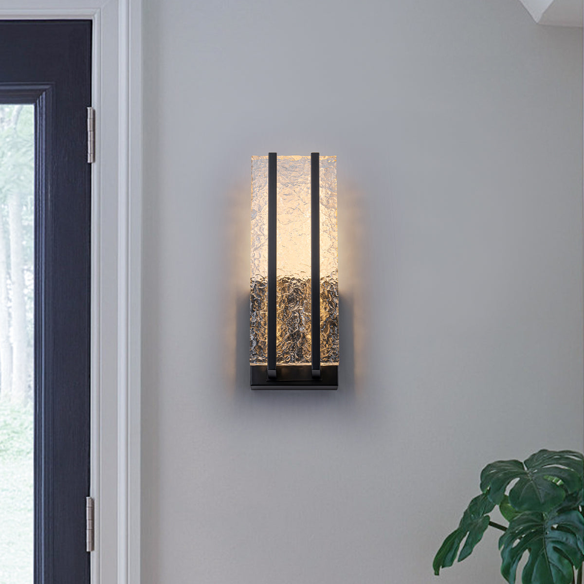 Black Metal Rectangular Water Pattern LED Dimmable Wall Sconce - product image 1 | Zenvolit