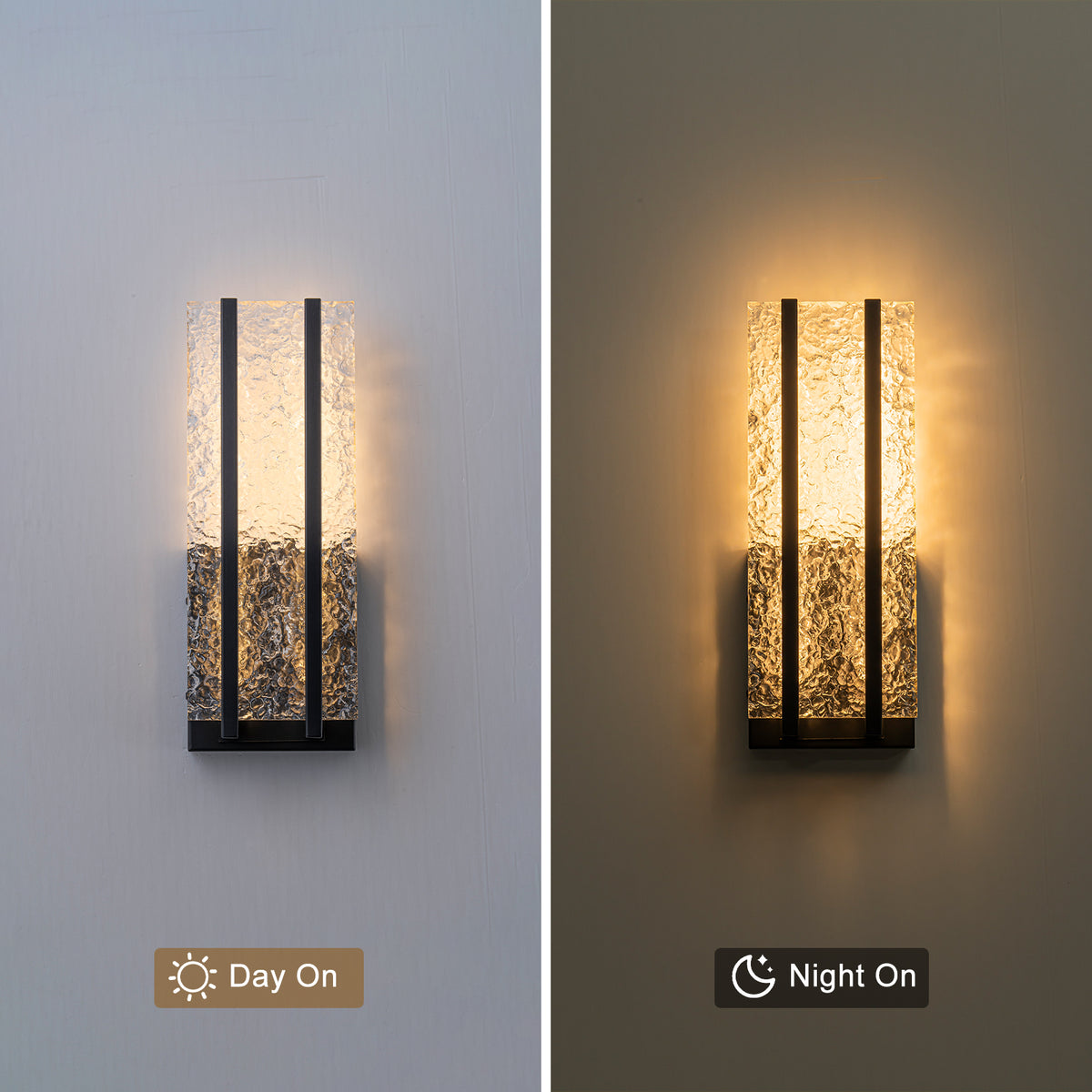 Black Metal Rectangular Water Pattern LED Dimmable Wall Sconce - product image 8 | Zenvolit