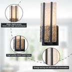Black Metal Rectangular Water Pattern LED Dimmable Wall Sconce - product image 14 | Zenvolit