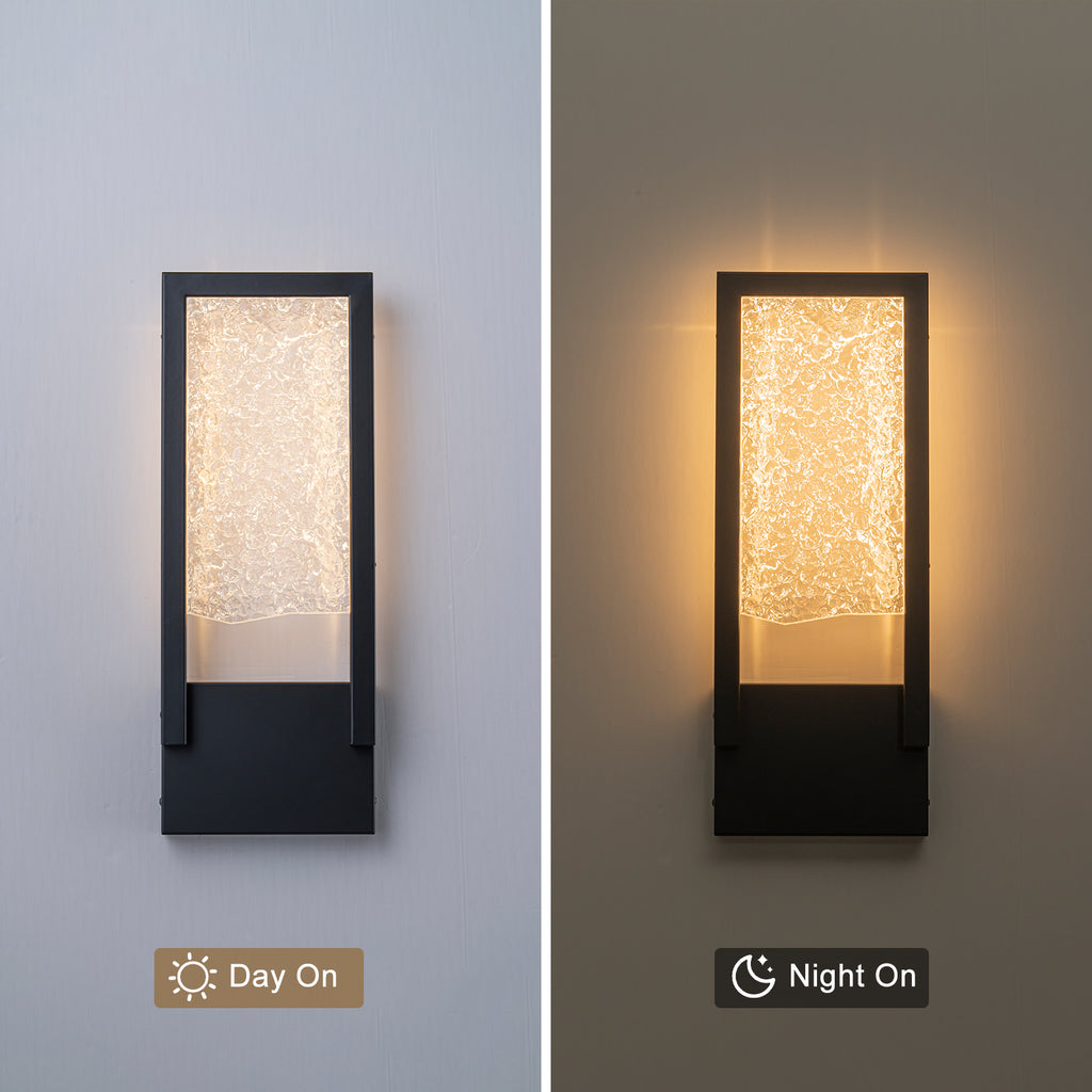 Black Metal Rectangular Water Pattern LED Dimmable Wall Sconce - product image 8 | Zenvolit