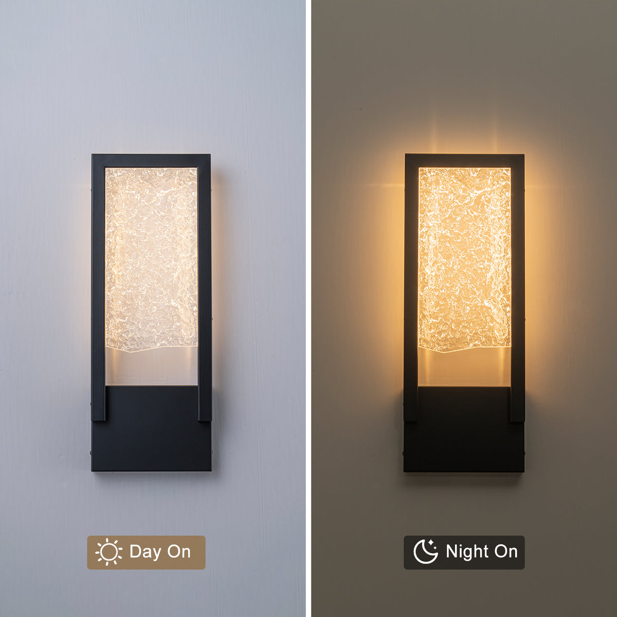 Black Metal Rectangular Water Pattern LED Dimmable Wall Sconce - product image 8 | Zenvolit