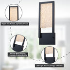 Black Metal Rectangular Water Pattern LED Dimmable Wall Sconce - product image 14 | Zenvolit