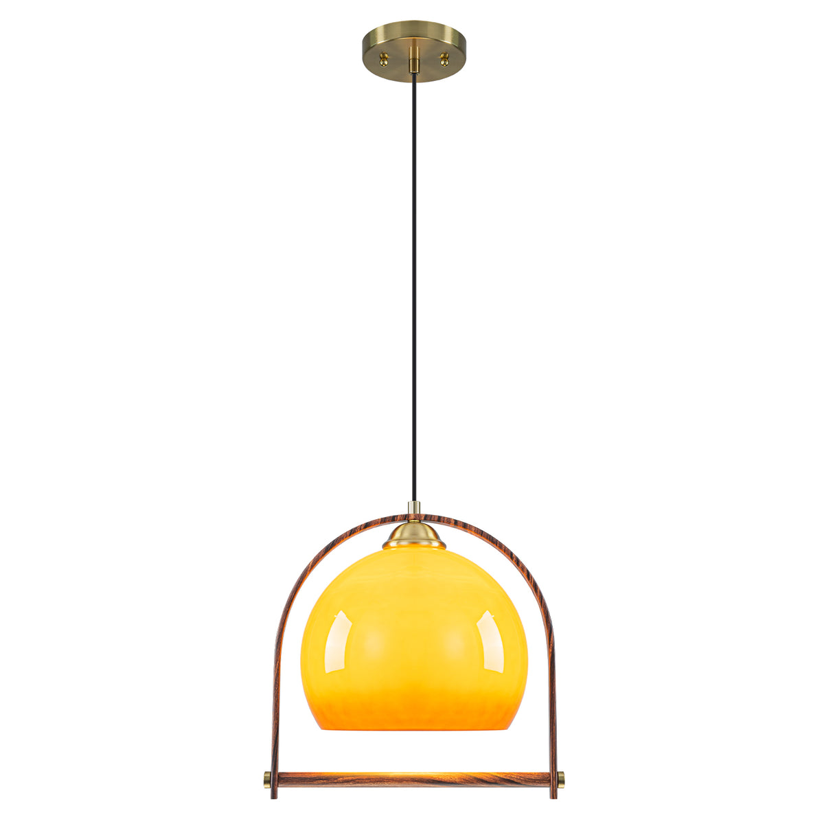 Modern Amber Globe Pendant Light with Arch Frame Kitchen Fixture - product image 6 | Zenvolit
