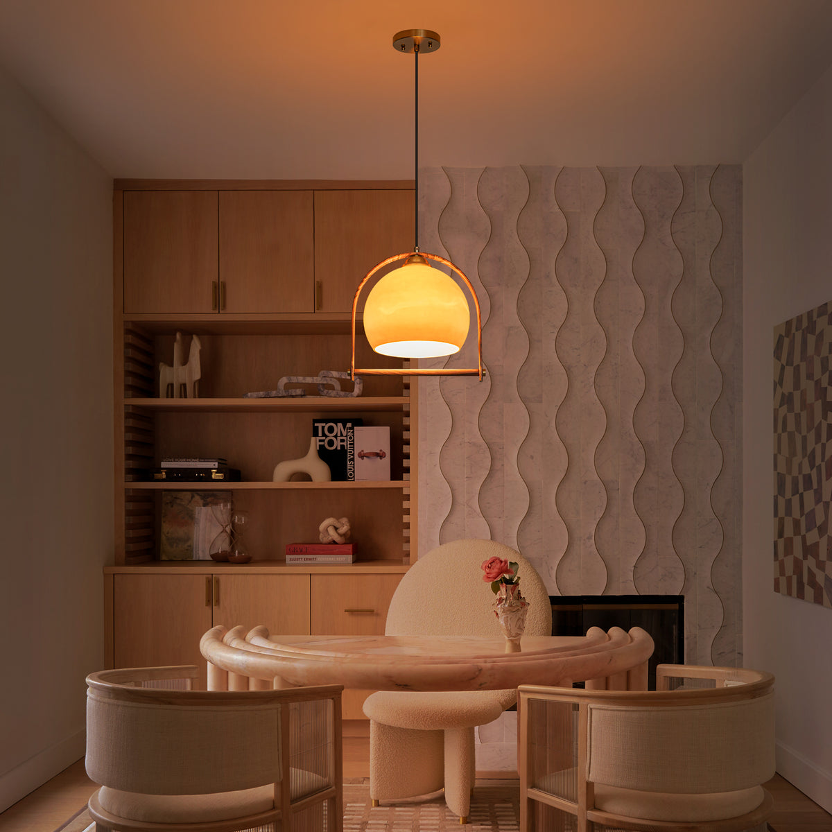 Modern Amber Globe Pendant Light with Arch Frame Kitchen Fixture - product image 12 | Zenvolit