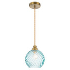 8" Blue Twisted Clear Glass Pendant Light Modern Kitchen Dining Room - product image 2 | Zenvolit