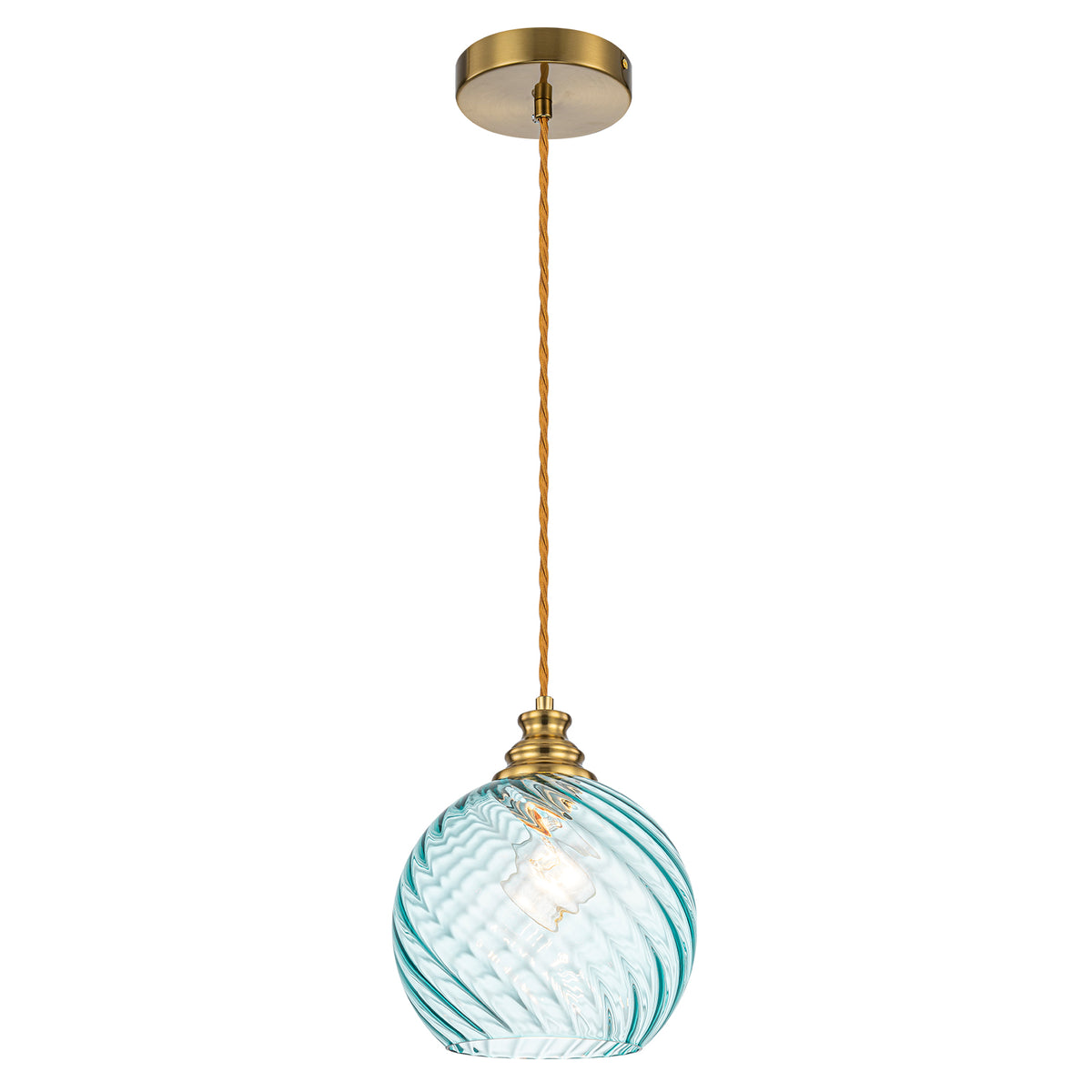 8" Blue Twisted Clear Glass Pendant Light Modern Kitchen Dining Room - product image 2 | Zenvolit