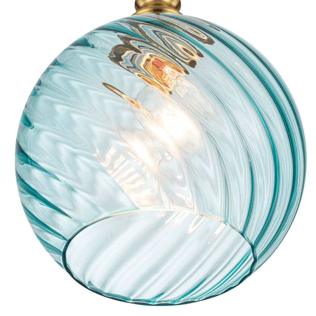 8" Blue Twisted Clear Glass Pendant Light Modern Kitchen Dining Room - product image 5 | Zenvolit