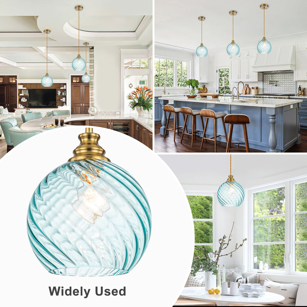 8" Blue Twisted Clear Glass Pendant Light Modern Kitchen Dining Room - product image 11 | Zenvolit