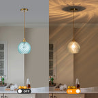 8" Blue Twisted Clear Glass Pendant Light Modern Kitchen Dining Room - product image 12 | Zenvolit