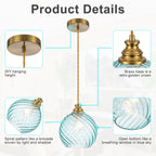 8" Blue Twisted Clear Glass Pendant Light Modern Kitchen Dining Room - product image 13 | Zenvolit