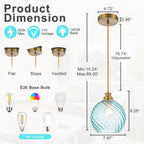 8" Blue Twisted Clear Glass Pendant Light Modern Kitchen Dining Room - product image 16 | Zenvolit