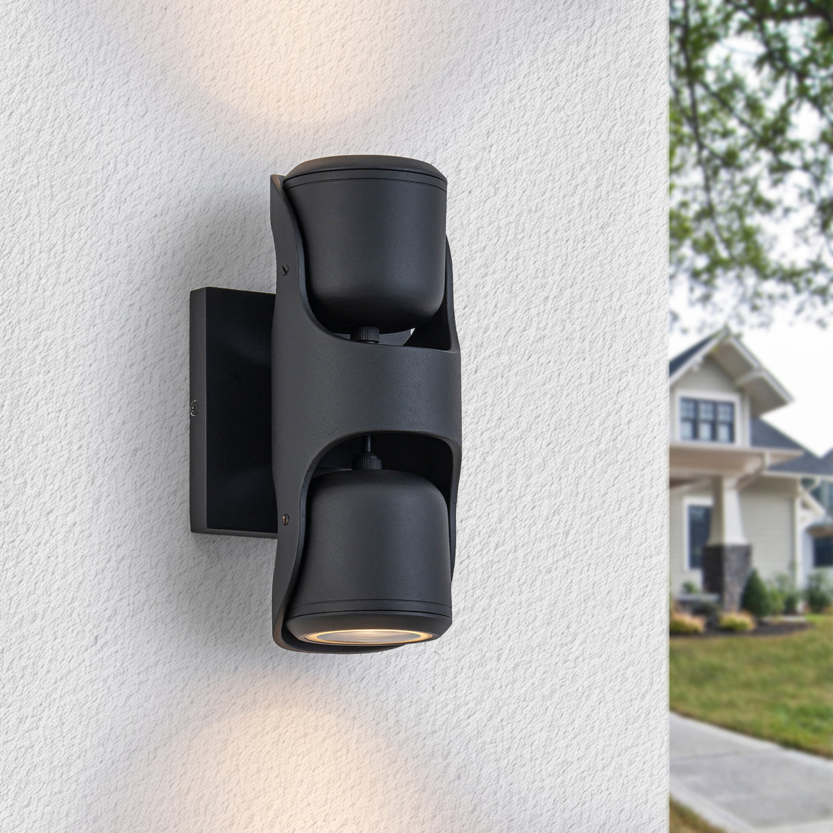 2-Light Black Outdoor Wall Sconce IP54 Up Down Light Patio Garage - product image 1 | Zenvolit