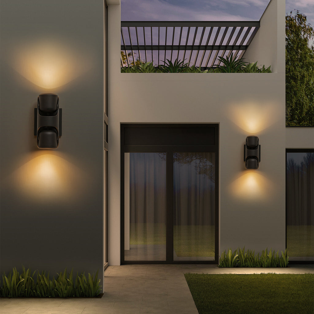 2-Light Black Outdoor Wall Sconce IP54 Up Down Light Patio Garage - product image 3 | Zenvolit