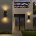 2-Light Black Outdoor Wall Sconce IP54 Up Down Light Patio Garage - product image 3 | Zenvolit