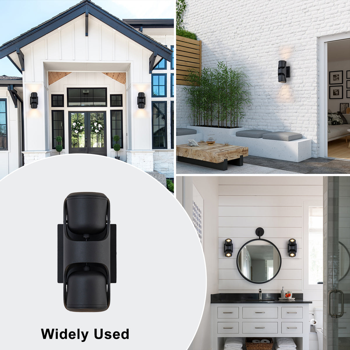2-Light Black Outdoor Wall Sconce IP54 Up Down Light Patio Garage - product image 6 | Zenvolit