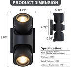 2-Light Black Outdoor Wall Sconce IP54 Up Down Light Patio Garage - product image 7 | Zenvolit