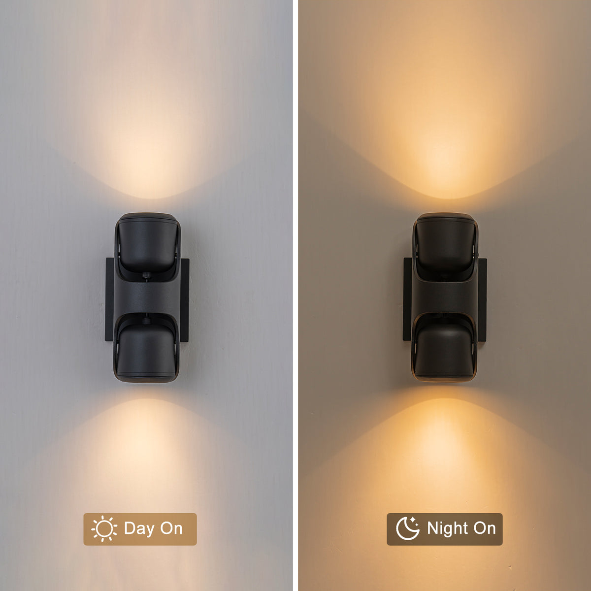 2-Light Black Outdoor Wall Sconce IP54 Up Down Light Patio Garage - product image 8 | Zenvolit
