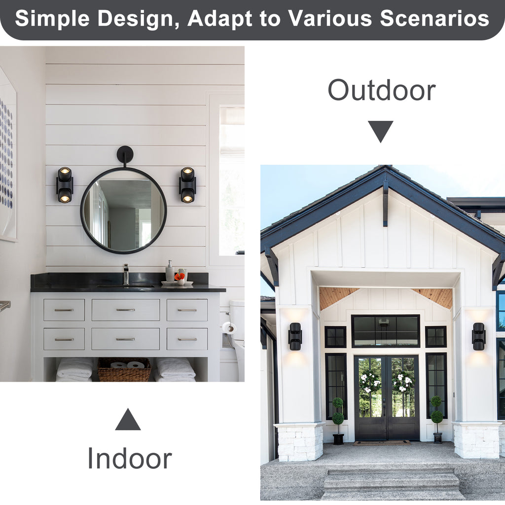 2-Light Black Outdoor Wall Sconce IP54 Up Down Light Patio Garage - product image 15 | Zenvolit