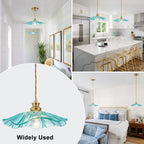 11" Flower-Shaped Blue Glass Pendant Light Modern Kitchen Dining Room - product image 6 | Zenvolit