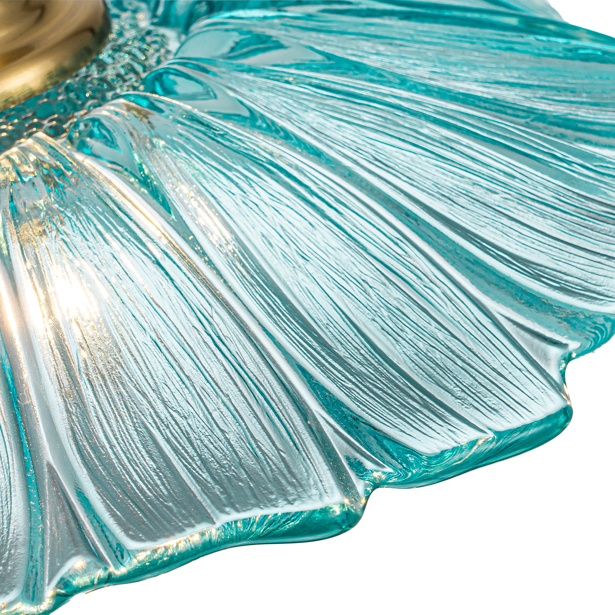 11" Flower-Shaped Blue Glass Pendant Light Modern Kitchen Dining Room - product image 10 | Zenvolit