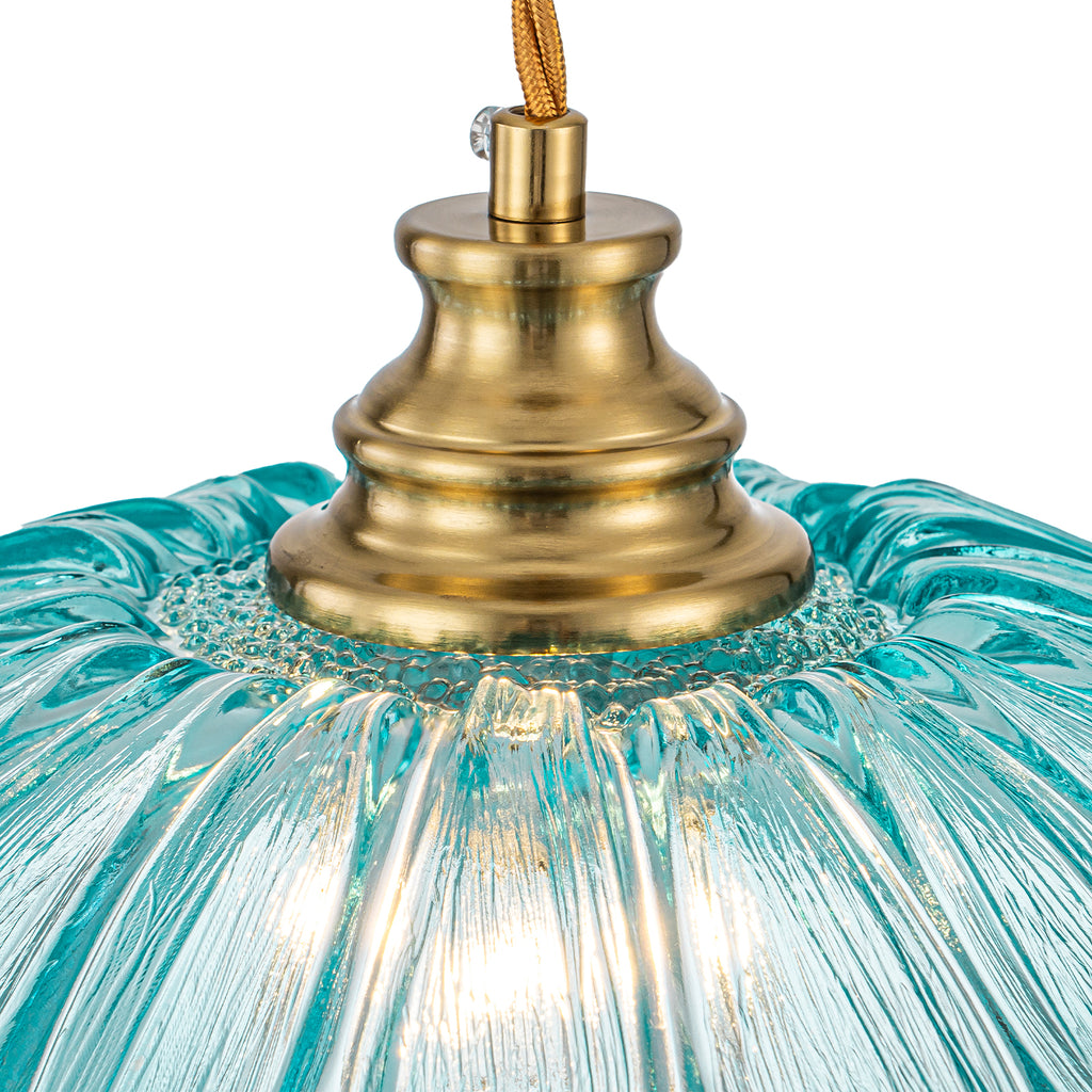 11" Flower-Shaped Blue Glass Pendant Light Modern Kitchen Dining Room - product image 12 | Zenvolit