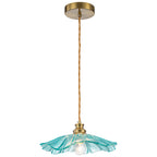 11" Flower-Shaped Blue Glass Pendant Light Modern Kitchen Dining Room - product image 17 | Zenvolit