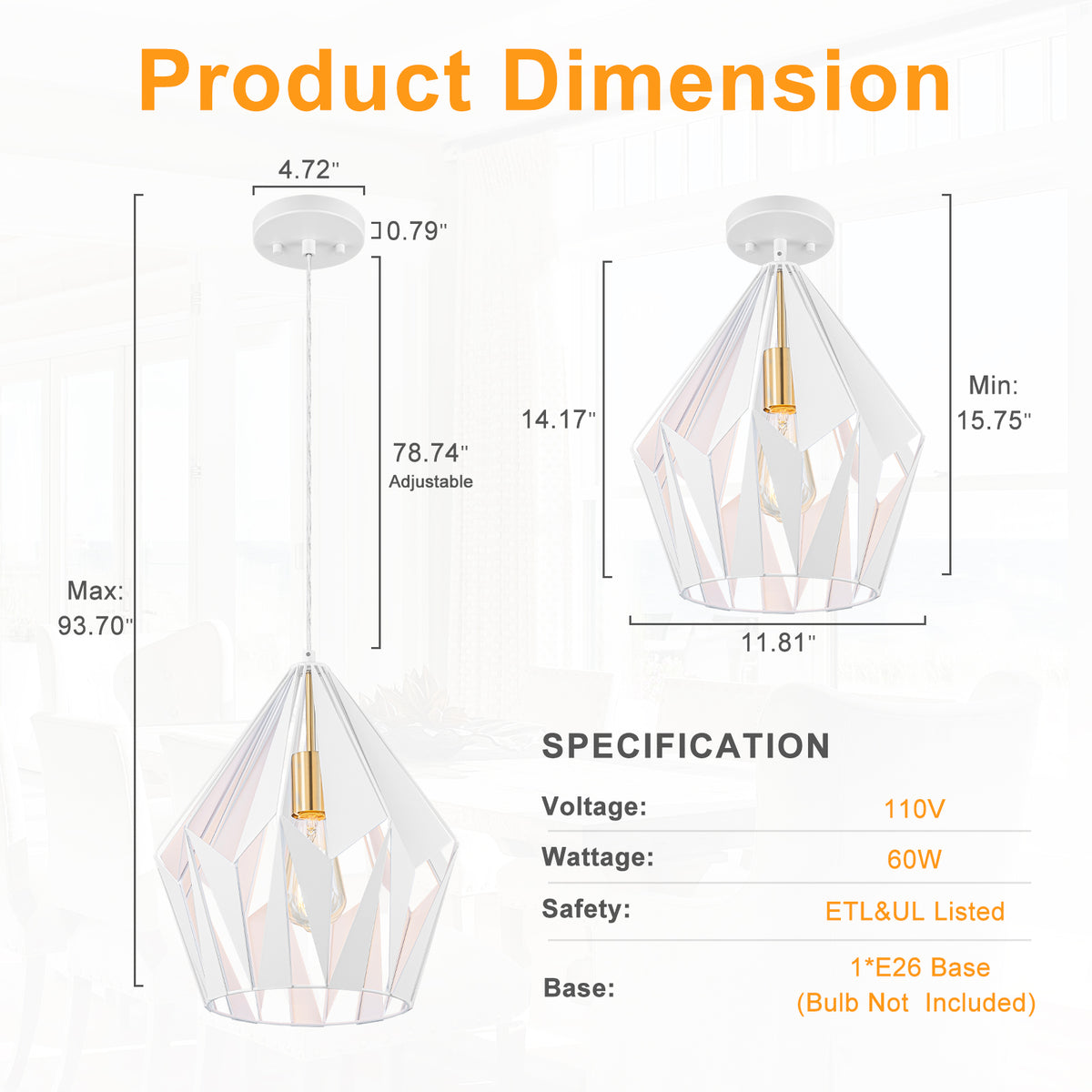 Industrial Geometric Metal Pendant Light Hanging Kitchen Fixture - product image 1 | Zenvolit