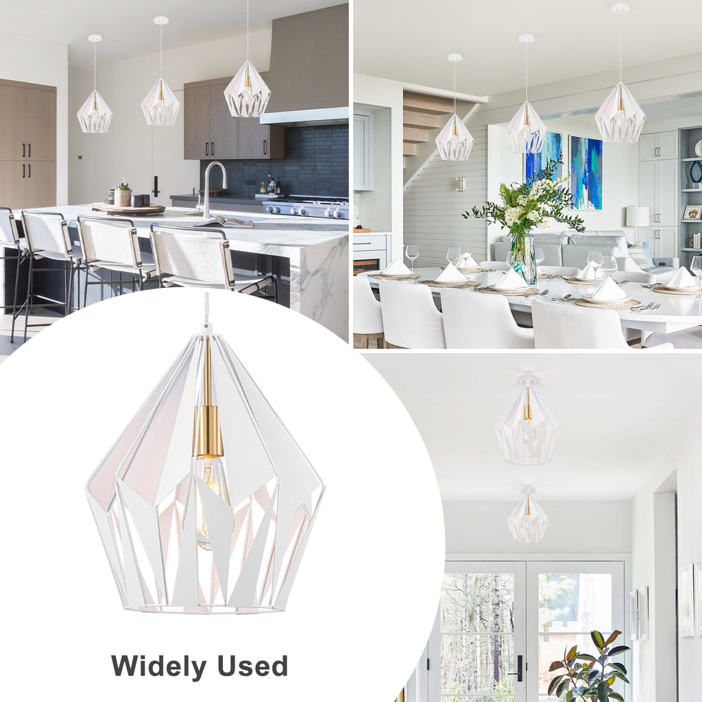 Industrial Geometric Metal Pendant Light Hanging Kitchen Fixture