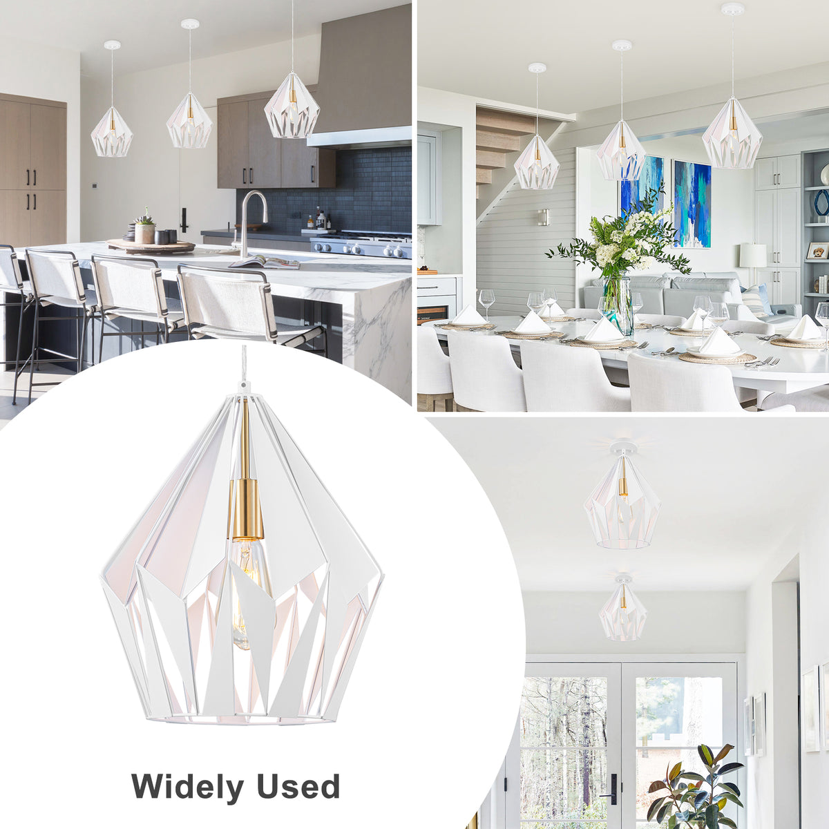 Industrial Geometric Metal Pendant Light Hanging Kitchen Fixture