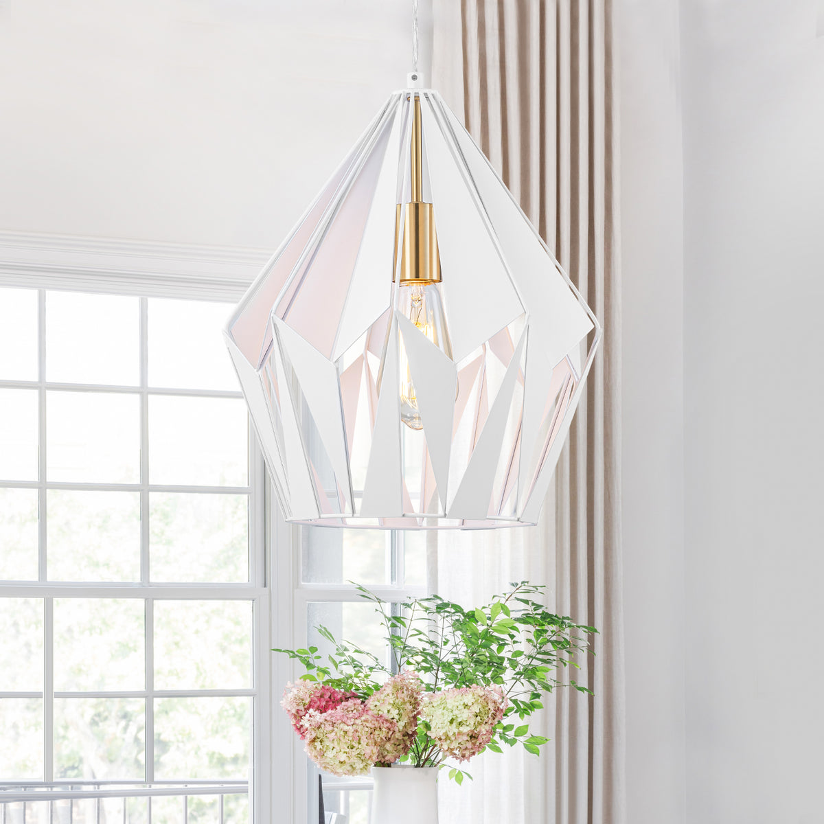 Industrial Geometric Metal Pendant Light Hanging Kitchen Fixture