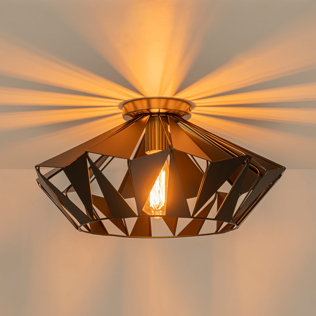 17.32 inch 1 Light Industrial Geometric Black Metal Flush Mount Ceiling Light with E26 Socket - product image 4 | Zenvolit