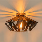 17.32 inch 1 Light Industrial Geometric Black Metal Flush Mount Ceiling Light with E26 Socket - product image 4 | Zenvolit