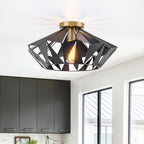 17.32 inch 1 Light Industrial Geometric Black Metal Flush Mount Ceiling Light with E26 Socket - product image 5 | Zenvolit