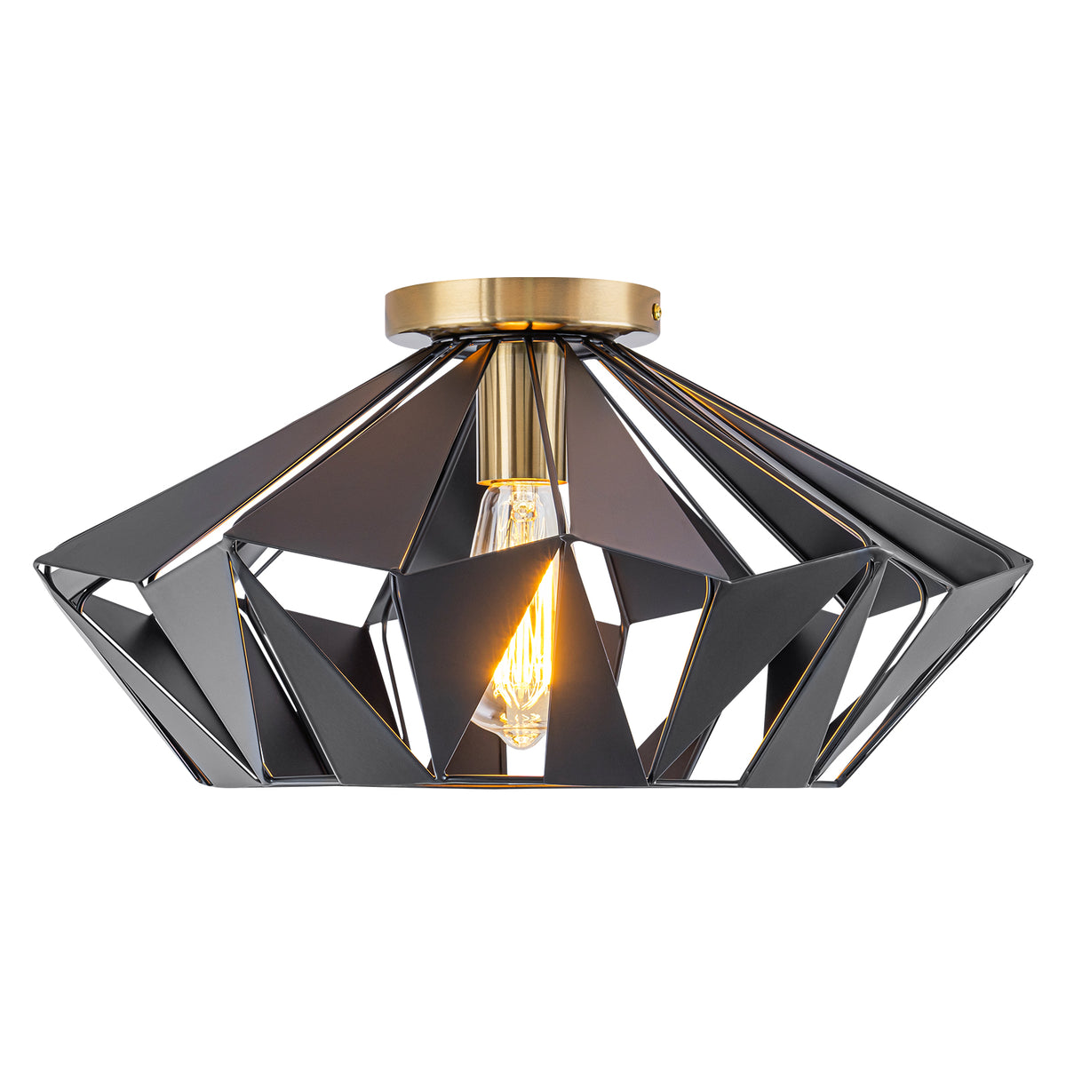 17.32 inch 1 Light Industrial Geometric Black Metal Flush Mount Ceiling Light with E26 Socket - product image 6 | Zenvolit