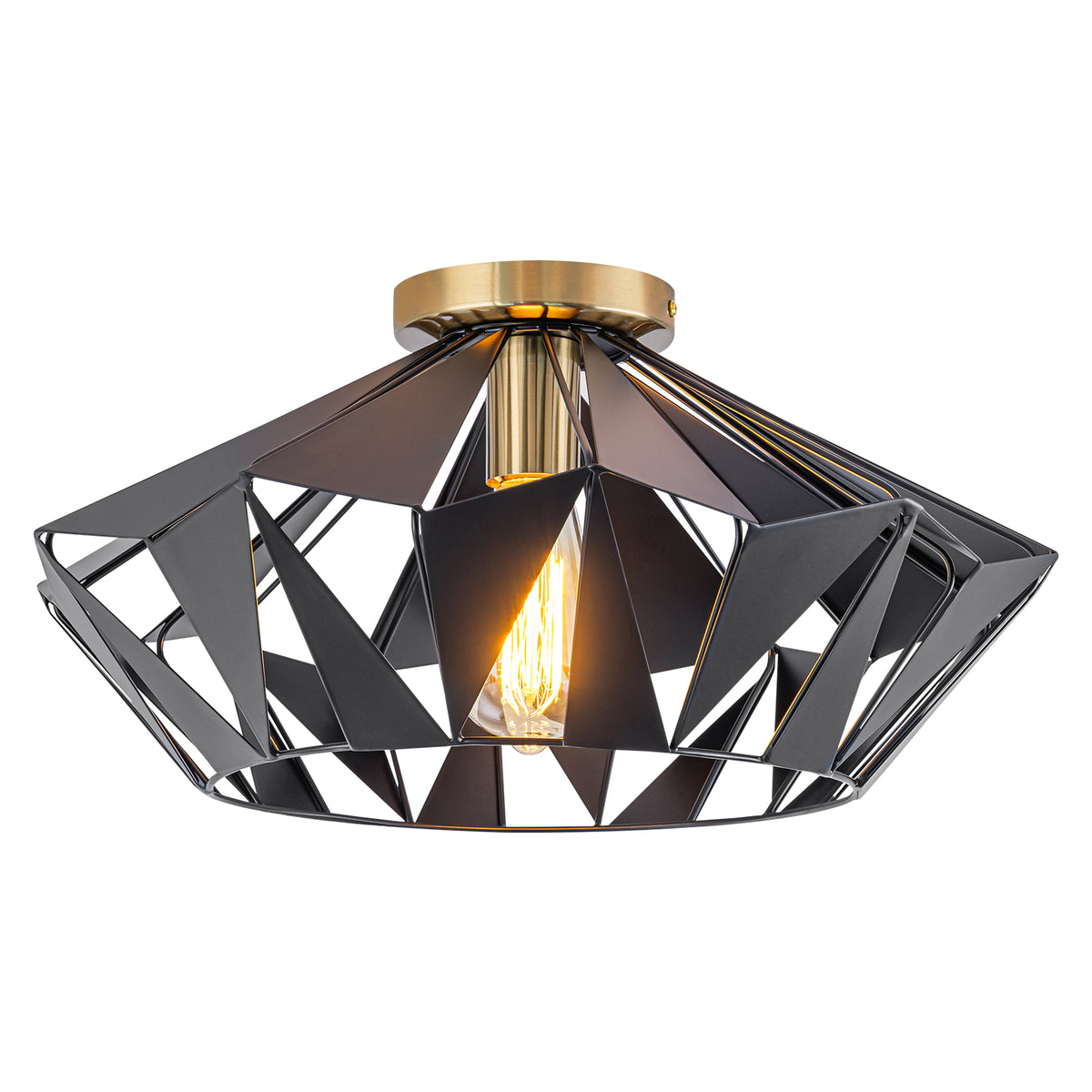 17.32 inch 1 Light Industrial Geometric Black Metal Flush Mount Ceiling Light with E26 Socket - product image 7 | Zenvolit