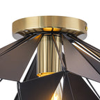 17.32 inch 1 Light Industrial Geometric Black Metal Flush Mount Ceiling Light with E26 Socket - product image 8 | Zenvolit