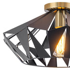 17.32 inch 1 Light Industrial Geometric Black Metal Flush Mount Ceiling Light with E26 Socket - product image 9 | Zenvolit