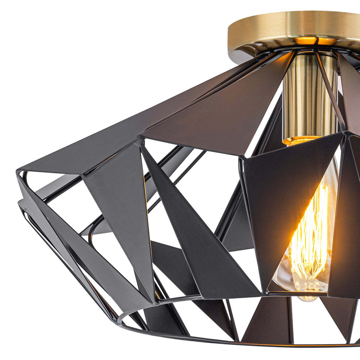 17.32 inch 1 Light Industrial Geometric Black Metal Flush Mount Ceiling Light with E26 Socket - product image 9 | Zenvolit