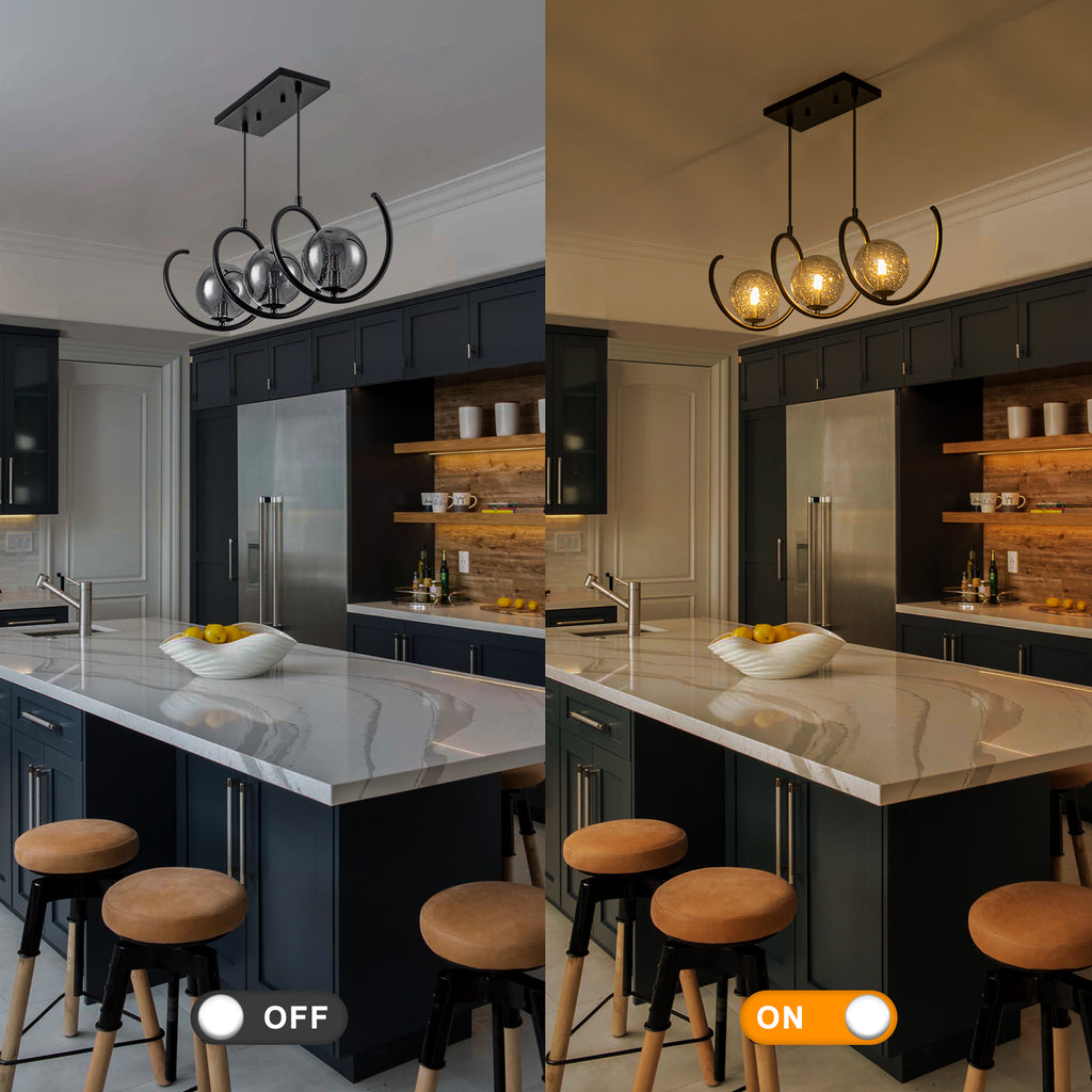 Modern 3-Light Black Spiral Pendant Light with Smoky Gray Glass Shades - product image 7 | Zenvolit