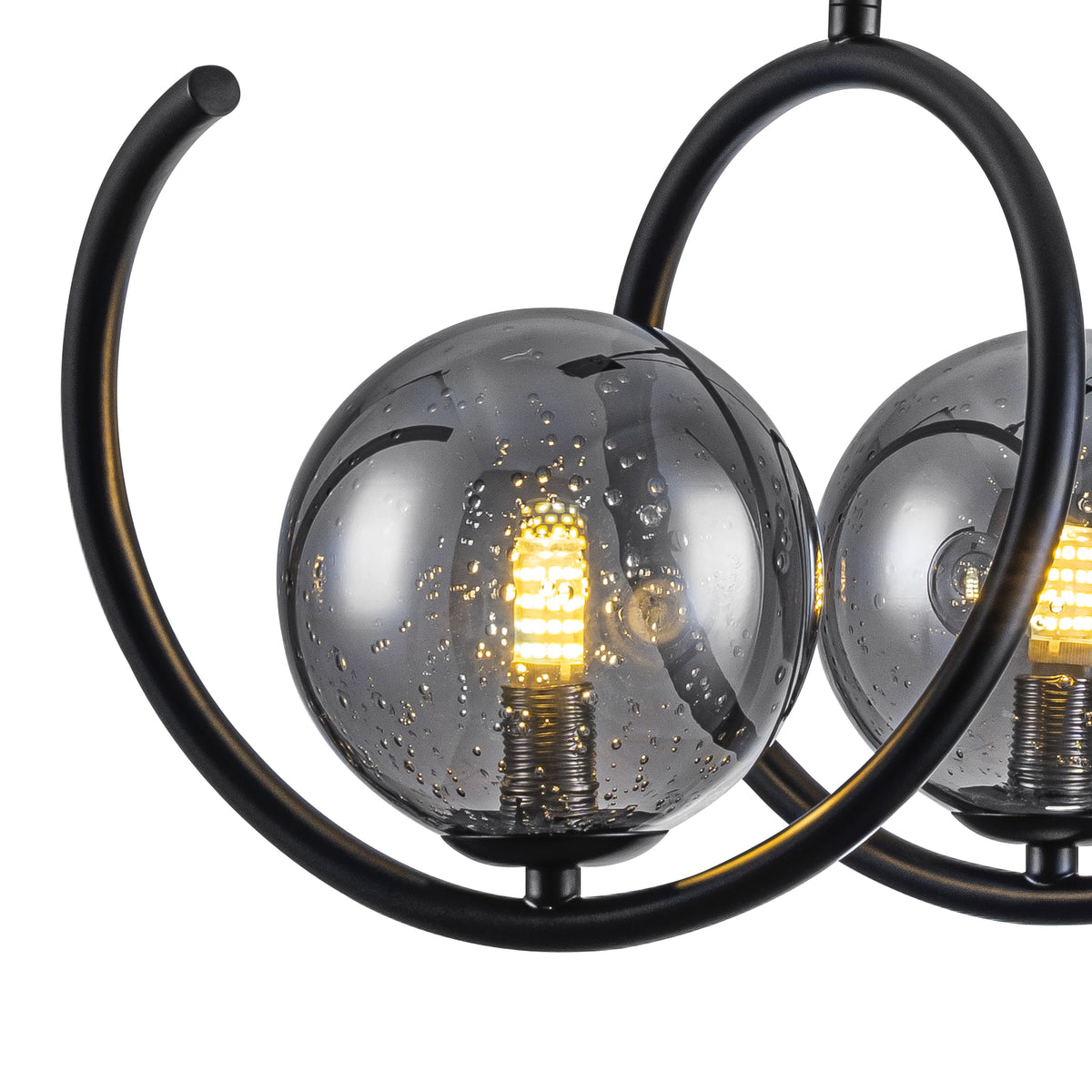 Modern 3-Light Black Spiral Pendant Light with Smoky Gray Glass Shades - product image 14 | Zenvolit