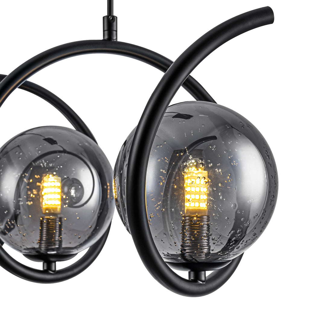 Modern 3-Light Black Spiral Pendant Light with Smoky Gray Glass Shades - product image 15 | Zenvolit