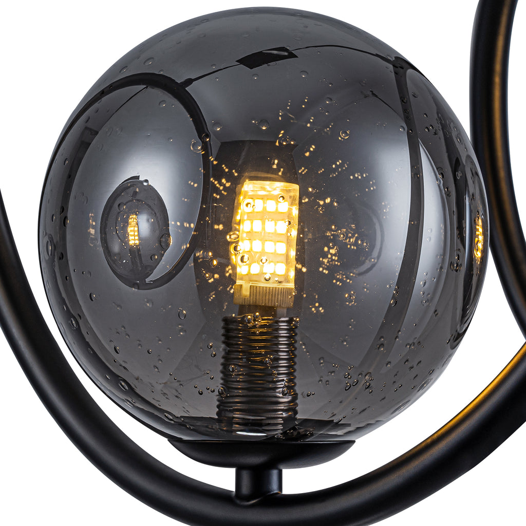 Modern 3-Light Black Spiral Pendant Light with Smoky Gray Glass Shades - product image 16 | Zenvolit