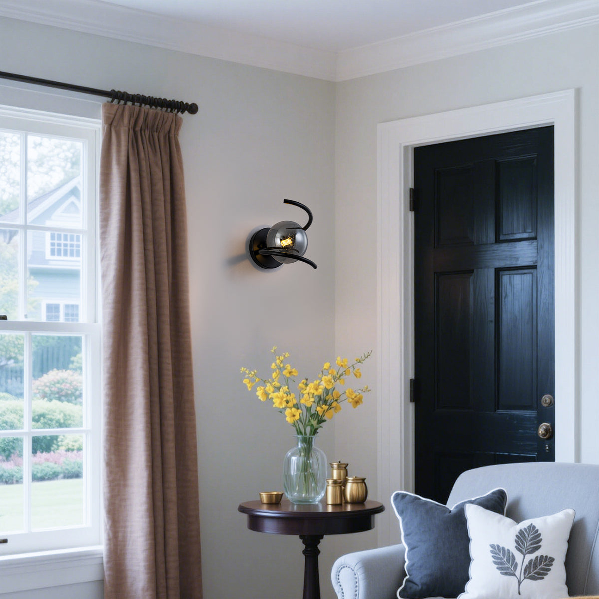 Modern Spiral Globe Vanity Lights with Smoky Gray Seeded Glass Shades - product image 2 | Zenvolit