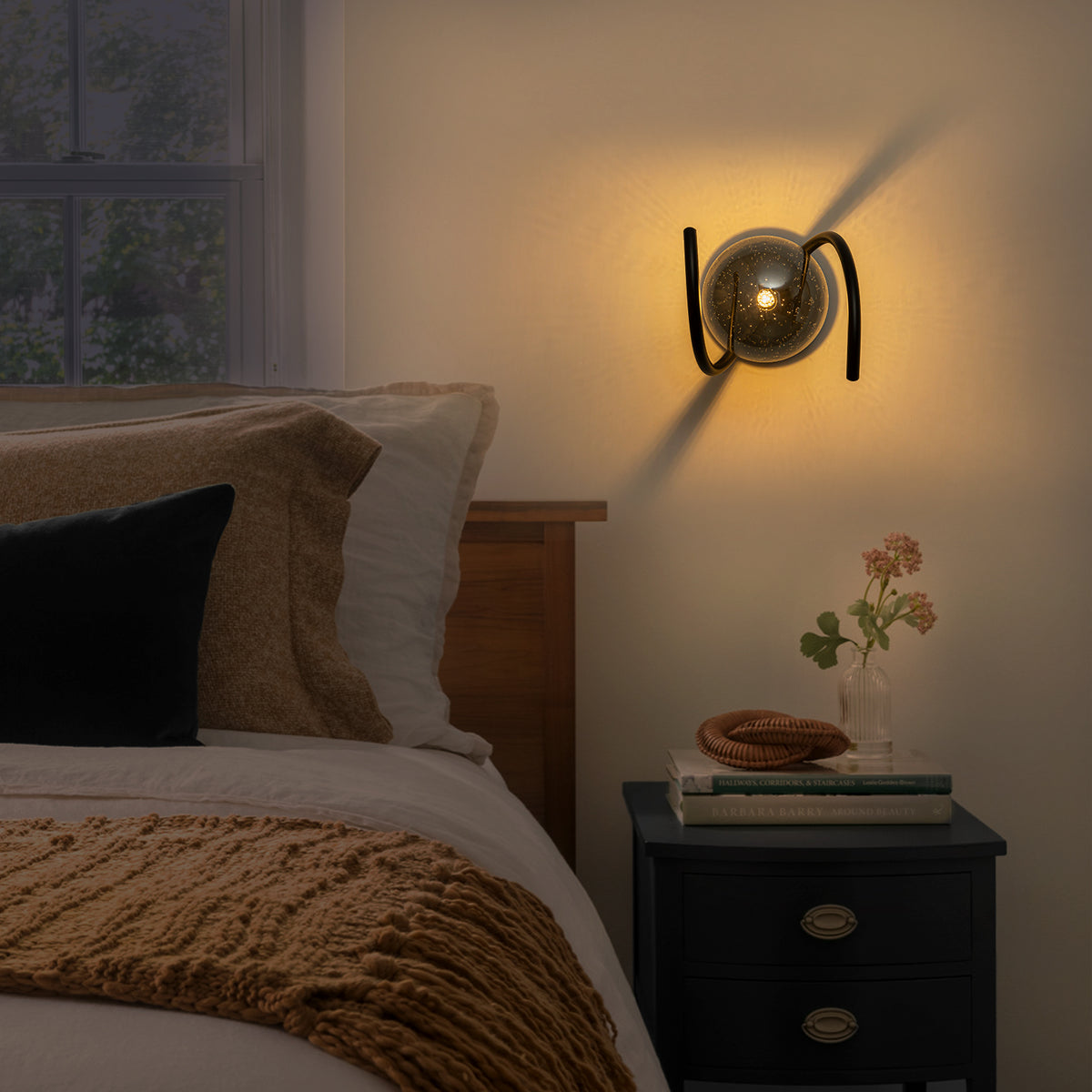 Modern Spiral Globe Vanity Lights with Smoky Gray Seeded Glass Shades - product image 3 | Zenvolit