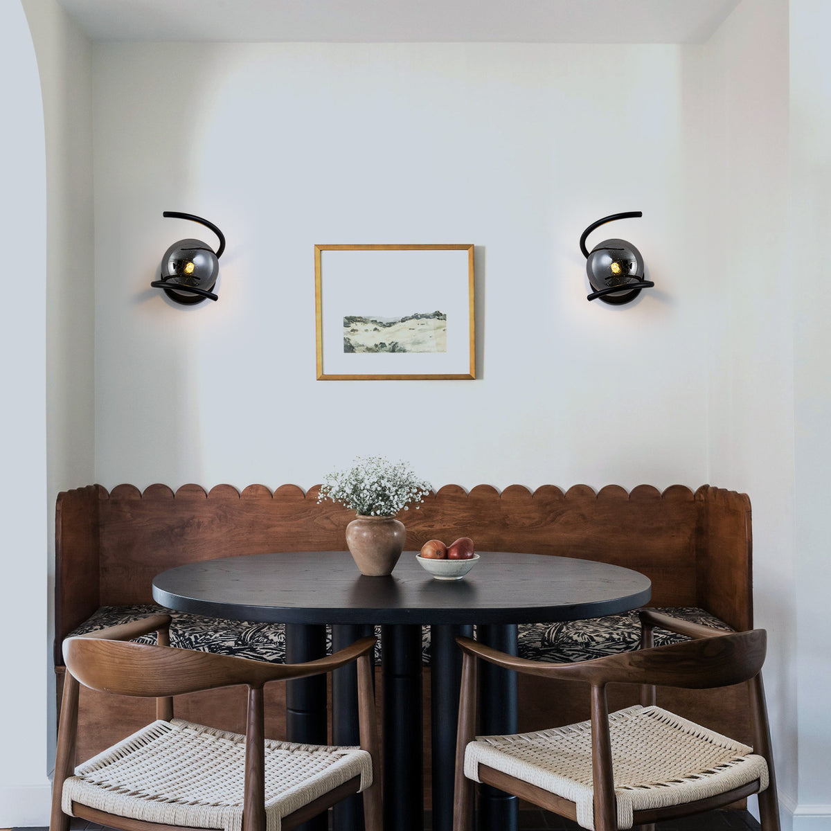 Modern Spiral Globe Vanity Lights with Smoky Gray Seeded Glass Shades - product image 4 | Zenvolit