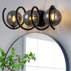 Modern Spiral Globe Vanity Lights with Smoky Gray Seeded Glass Shades - product image 1 | Zenvolit