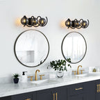 Modern Spiral Globe Vanity Lights with Smoky Gray Seeded Glass Shades - product image 2 | Zenvolit