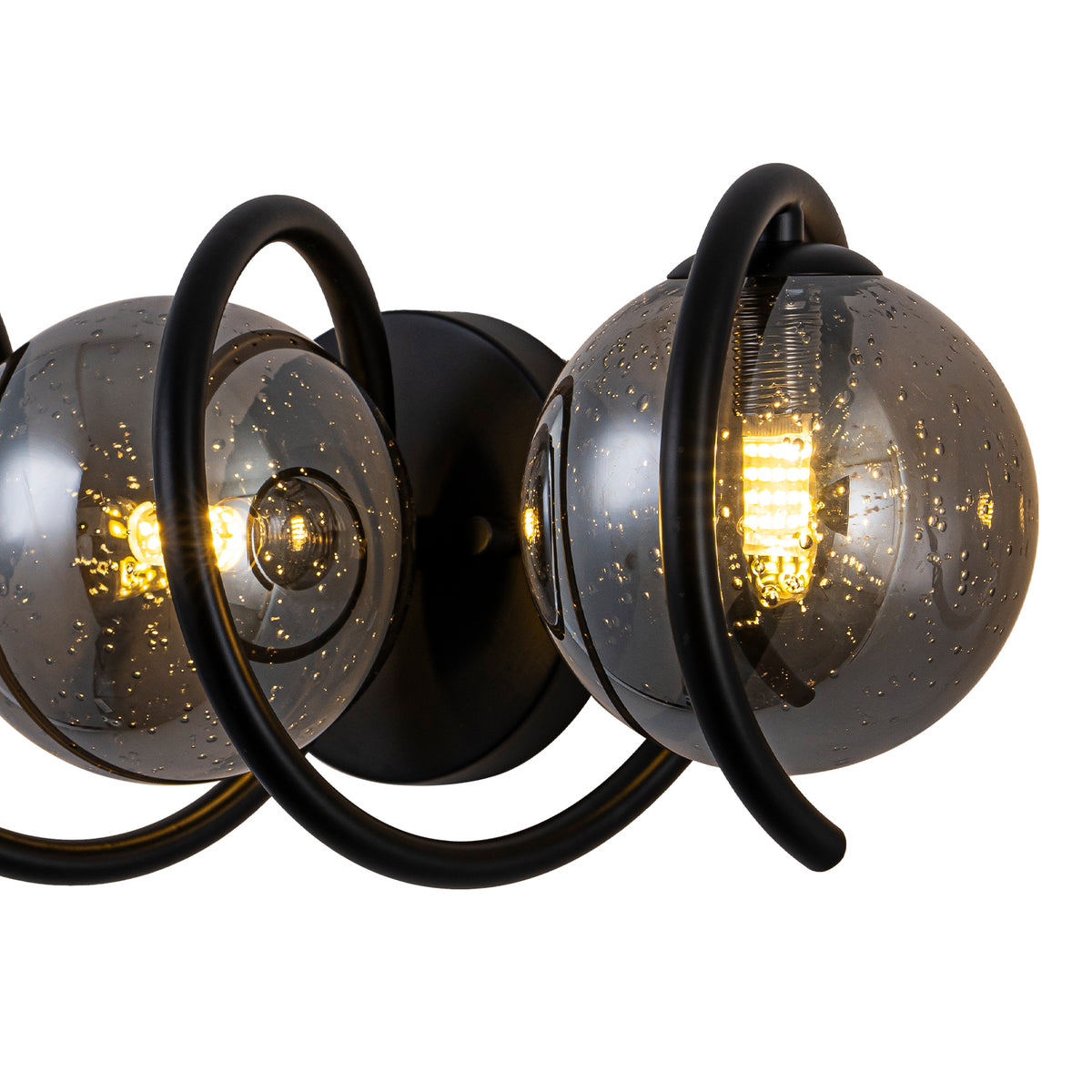 Modern Spiral Globe Vanity Lights with Smoky Gray Seeded Glass Shades - product image 9 | Zenvolit