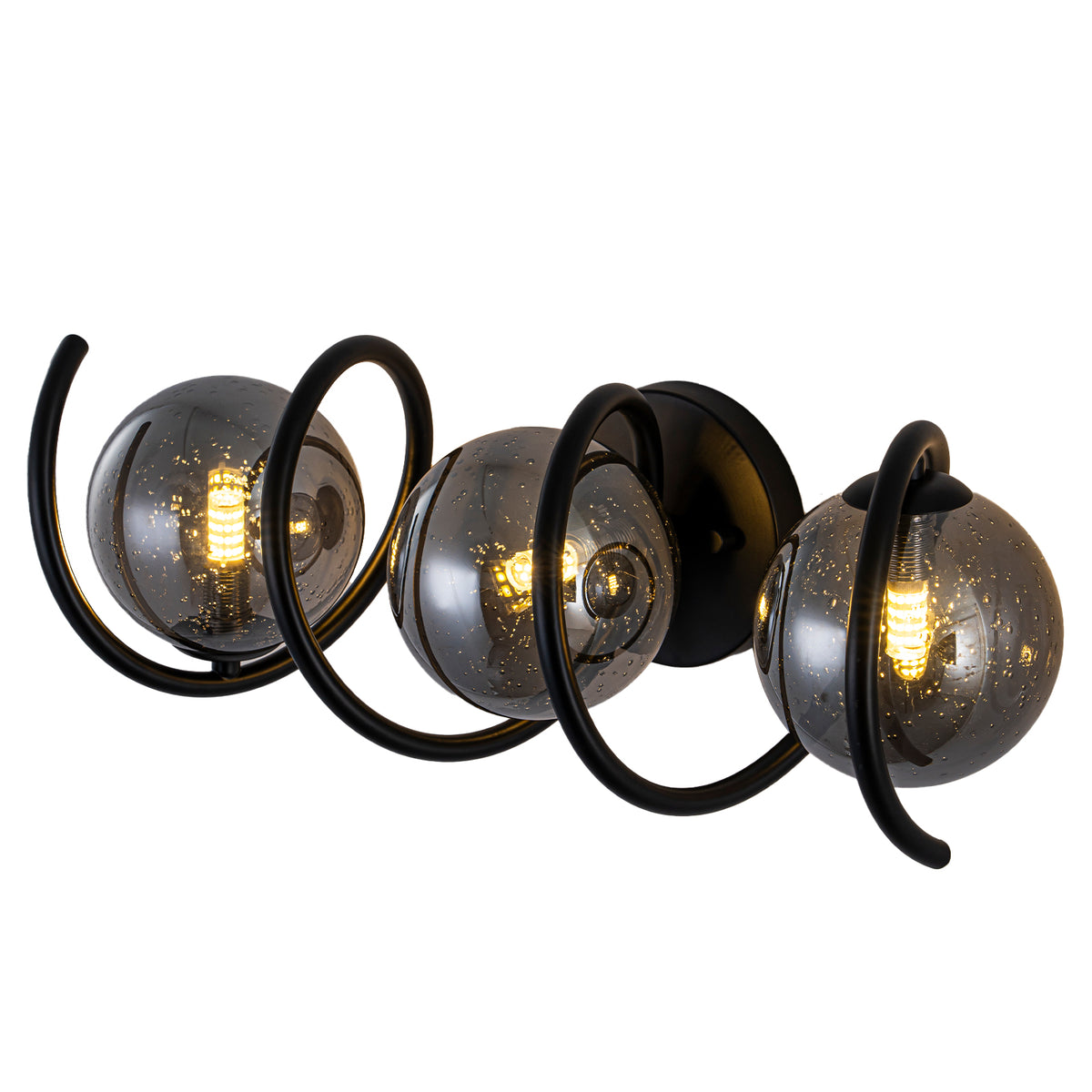 Modern Spiral Globe Vanity Lights with Smoky Gray Seeded Glass Shades - product image 10 | Zenvolit